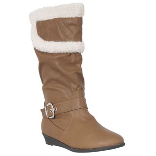 Riverberry Women's Camel Faux Shearling Mid calf Boots Boots