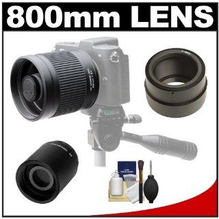 Kenko 400mm f/8 Mirror Lens for Mirrorless & DSLR Cameras (T Mount) with 2x Teleconverter (800mm) + Cleaning Kit for Sony Alpha NEX C3, NEX F3, NEX 5, NEX 5N, NEX 5R & NEX 7 Digital Cameras  Camera Lenses  Camera & Photo