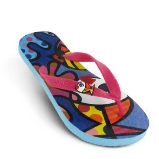 Romero Britto Flip Flops By Dupe   Fish Design   USA Sandals Shoes