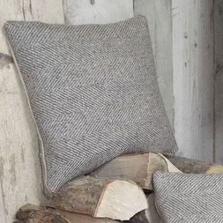 ' natural herringbone ' tweed and linen cushion by rustic country crafts