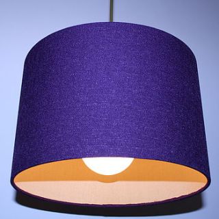 plum and gold handmade linen effect lampshade by ceiling candy