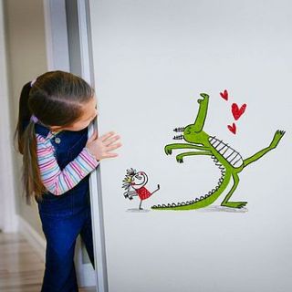 princess and the dragon wall sticker by potwells