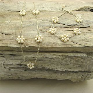 silver and pearl flowers set by tigerlily jewellery