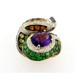 Meredith Leigh Sterling Silver Amethyst and Multi Gemstone Snake Ring