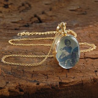 gold vintage oval double sided locket necklace by embers semi precious and gemstone designs