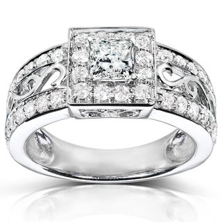 Annello 14k White Gold 1ct TDW Swirl Princess Diamond Ring (H I, I1 I2) Annello Diamond Rings