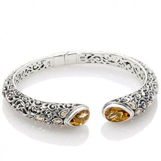 Bali Designs by Robert Manse Oval Gemstone Sterling Silver Hinged Cuff Bracelet