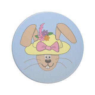 Cute Cartoon Easter Bunny in A Bonnet Drink Coaster