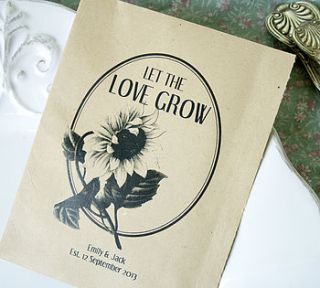 personalised retro seed packet favour by wedding in a teacup