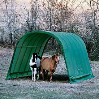 ShelterLogic Round Green Equine Run In Shed 12 x 24 x 10 430609