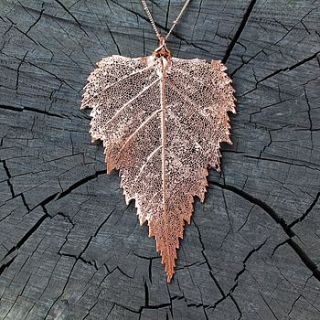 rose gold dipped large birch leaf necklace by nest