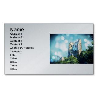 Sparkling Blue Fairytale Castle Ruin Business Card Templates