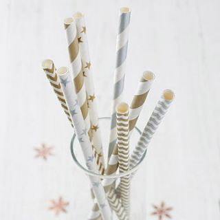 25 metallic paper straws by pearl and earl