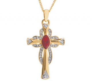 Jacqueline Kennedy Simulated Ruby Celtic Cross Necklace —