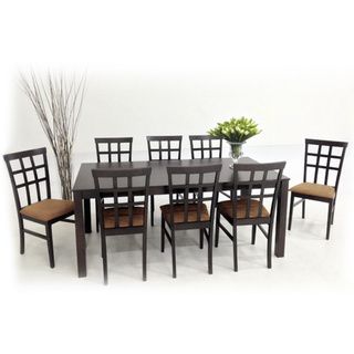Warehouse of Tiffany 9 piece Latte Justin with Juno Dining Furniture Set Warehouse of Tiffany Dining Sets