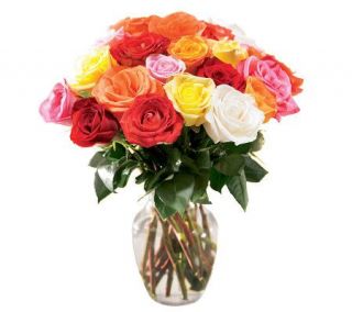 24 Assorted Roses with Ginger Vase by ProFlowers —