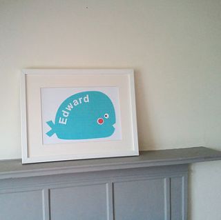 child's personalised whale print by little chip