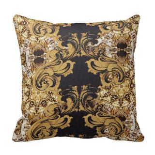 Elegant gold baroque ornate swirls pattern pillow