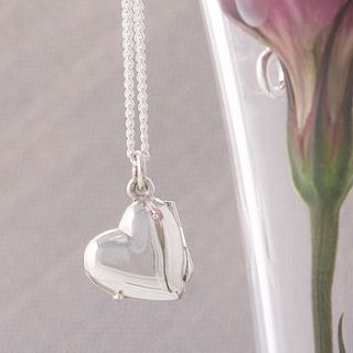 silver heart locket necklace by baronessa