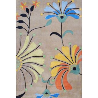 Indo Hand tufted Light Brown/ Black Wool Rug (4' x 6') 3x5   4x6 Rugs