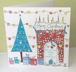 personalised fireplace christmas card by lottie lane