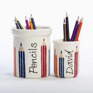 personalised hand painted pencil pot by hannah berridge