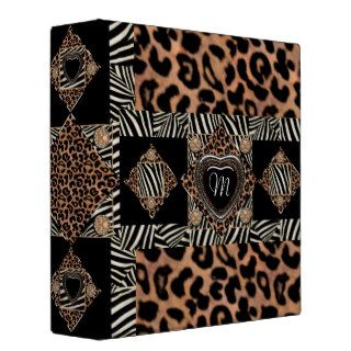 Abstract Gemstone Zebra and Leopard Print Binder