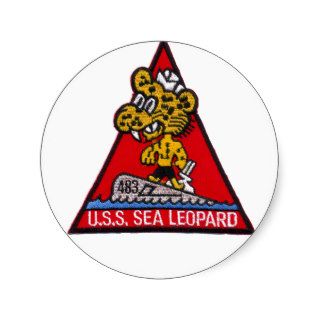 USS SEA LEOPARD (SS 483) ROUND STICKERS