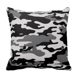 Black Camouflage Throw Pillows