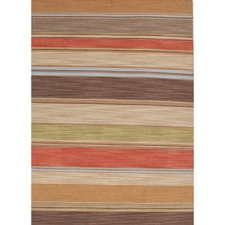 Flat Weave Flat pile Stripe Multicolor Wool Rug (10' x 14') JRCPL 7x9   10x14 Rugs