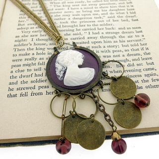 purple cameo necklace with dropper by rachel helen designs