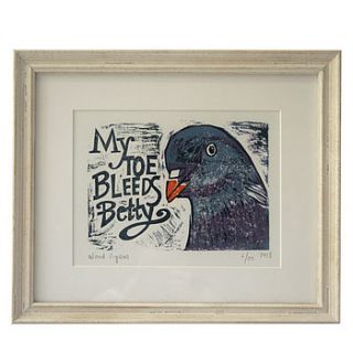 bird song three, framed lino cut by lateral inking