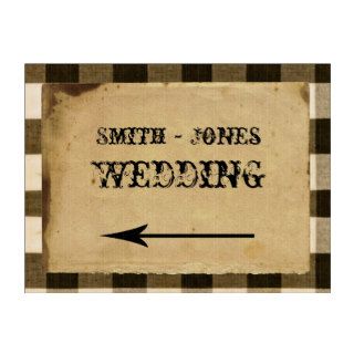 Rustic Country Black Sepia Wedding Direction Sign