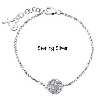 Sterling Silver 1/4ct TDW Diamond Pave Circle and Cross Bracelet (J K, I2 I3) Diamond Bracelets