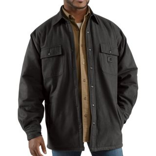 Carhartt Quilt-Lined Chore Flannel Shirt Jac — Black, Big and Tall Sizes, Model# 100093  Long Sleeve Button Down Shirts