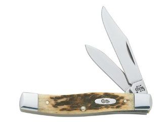 Case Cutlery 077 Case Small Texas Jack Pocket Knife with Chrome Vanadium Blades, Amber Bone   Tool Knives  