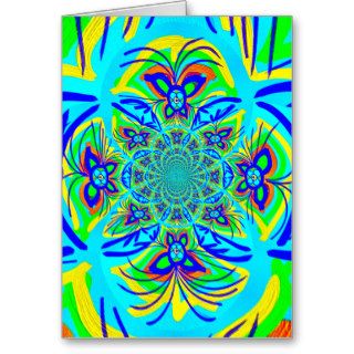 Fun Colorful Butterfly Flower Abstract Fractal Art Card