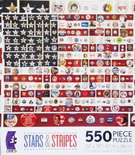 ceaco Stars & Stripes Campaign Buttons Flag 550 PIECE PUZZLE MADE IN USA PUZZLE Toys & Games