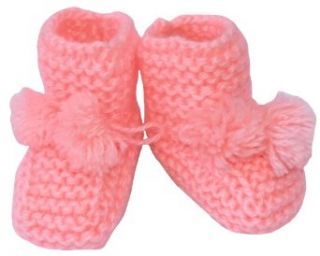Handmade Wool Booties, Size 0 12 M, Color Peach Clothing