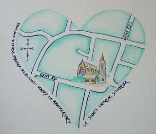 personalised handpainted location map by sioned ap gareth