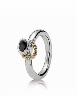 PANDORA Ring   Sterling Silver, 14K Gold & Black Zirconia Reminder Ring's