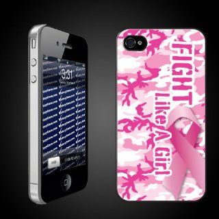 iPhone Hard Case   "Fight Like a Girl Pink Camo/Pink Ribbon"   CLEAR iPhone Hard Case   Pink Ribbon/Breast Cancer Awareness Protective iPhone 4/iPhone 4S Case Cell Phones & Accessories