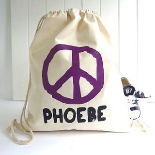 personalised 'peace' drawstring storage bag by rosie jo's