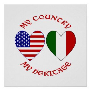 Red Italian USA Country Heritage Posters