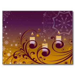 Purple and Gold Holiday Candles Post Card