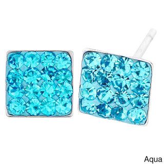 Stainless Steel Colored Cubic Zirconia Square Earrings West Coast Jewelry Cubic Zirconia Earrings