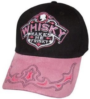 "Whisky Makes Me Frisky" Pink and Black Bling Baseball Hat Baseball Caps