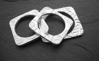 silver square rings by lucy kemp jewellery