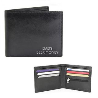 personalised black leather wallet by sleepyheads