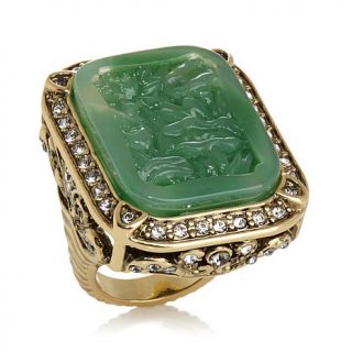 Heidi Daus "Daus Dynasty" Carved Simulated Jade Crystal Statement Ring